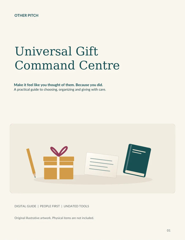 Actual Universal Gift Command Centre guide cover. A digital organizer, not a gift card or physical present.