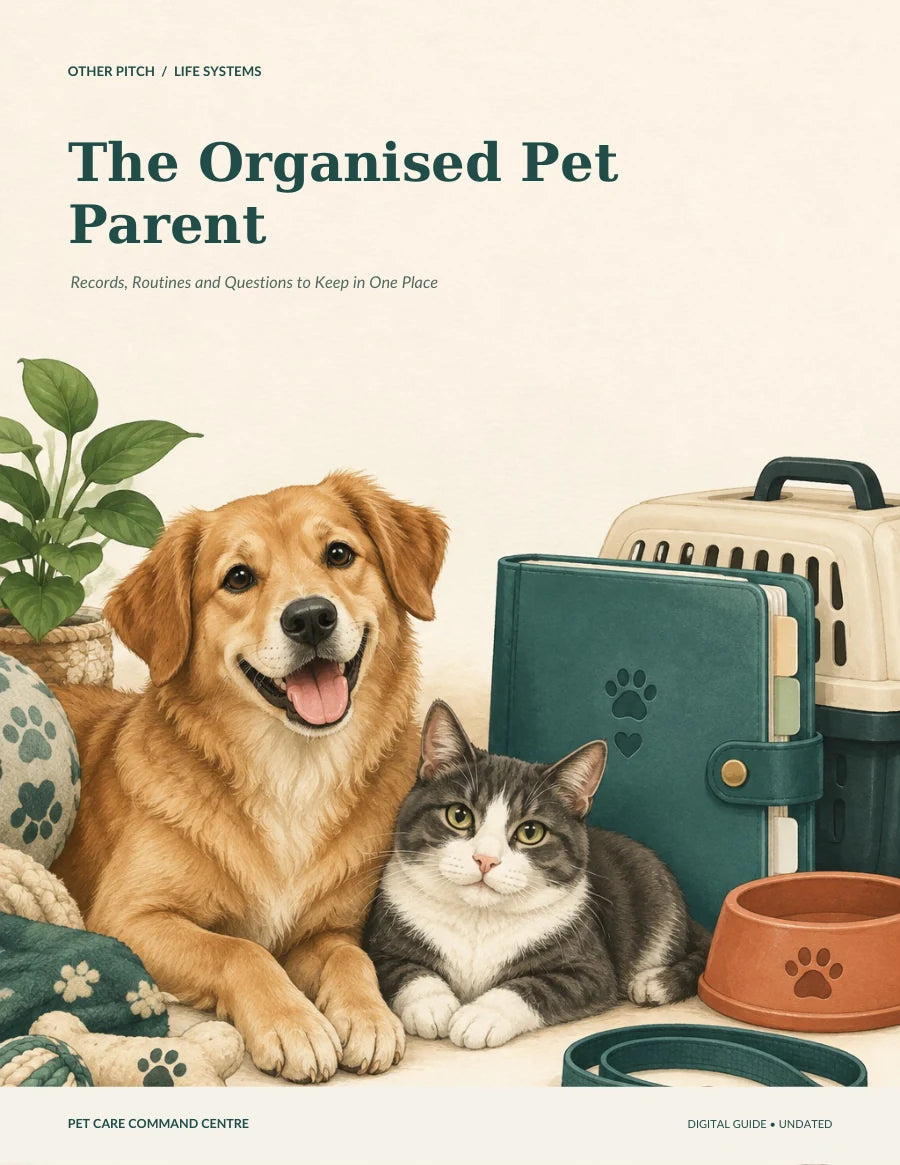 Actual pet guide cover, an included component of Pet Care Command Centre