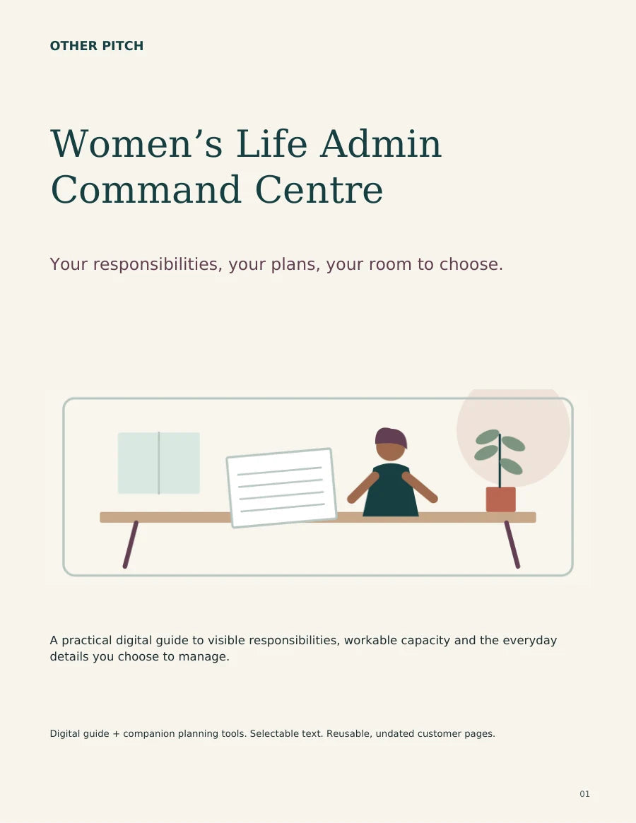 Actual women guide cover, an included component of Women's Life Admin Command Centre