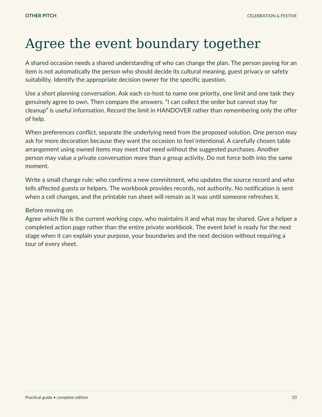 Guide page 10 from the actual celebration files