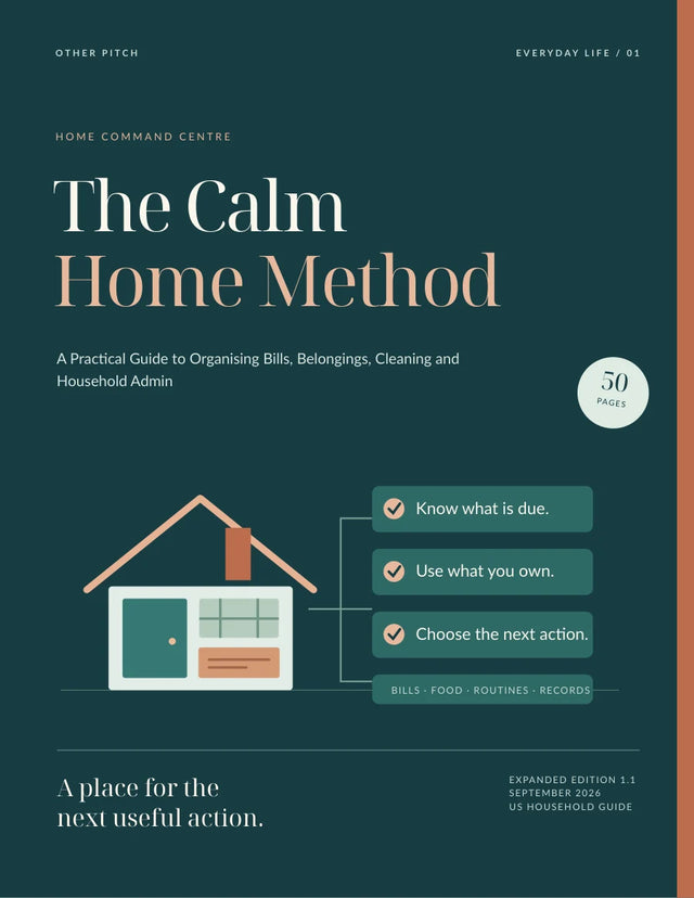 Actual cover of The Calm Home Method, Home Command Centre. Digital files; no physical delivery.